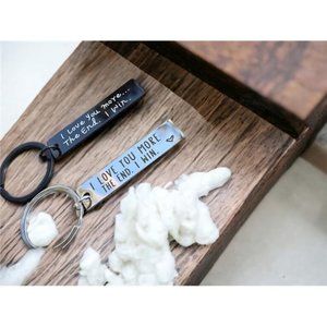 2 Pcs Metal Keychains I Love You More The End I Win  |  Love Present | Keychain